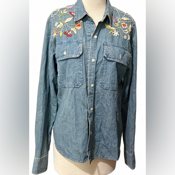 Ralph Lauren Jeans Co. Vintage Floral Western Embroidered Floral Jean Denim - Picture 1 of 3